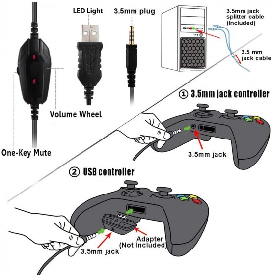 Pacrate Gaming Headset with Microphone for Laptop Xbox One Headset Computer PC Noise Cancelling Gaming Headphones with Microphone Stereo PS4 Headset for Kids Adults LED Lights Deep Bass Pacrate Gaming Headset with Microphone for Laptop Xbox One Headset Computer PC Noise Cancelling Gaming Headphones with Microphone Stereo PS4 Headset for Kids Adults LED Lights Deep Bass