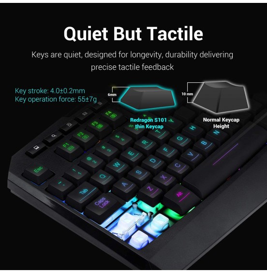 Redragon S101 Wired Gaming Keyboard and Mouse Combo RGB Backlit Gaming Keyboard with Multimedia Keys Wrist Rest and Red Backlit Gaming Mouse 3200 DPI for Windows PC Gamers (Black) Redragon S101 Wired Gaming Keyboard and Mouse Combo RGB Backlit Gaming Keyboard with Multimedia Keys Wrist Rest and Red Backlit Gaming Mouse 3200 DPI for Windows PC Gamers (Black)