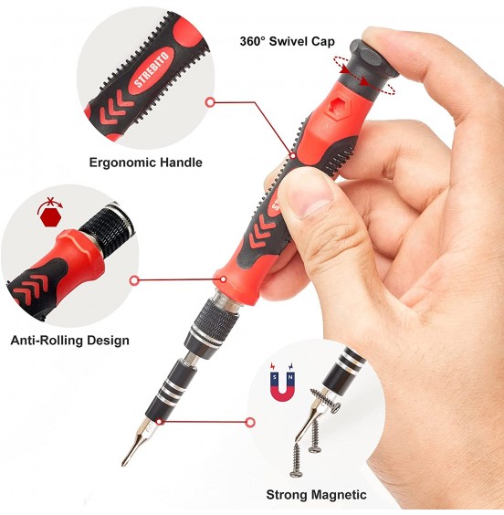 STREBITO Precision Screwdriver Set 124-Piece Electronics Tool Kit with 101 Bits Magnetic Screwdriver Set for Computer, Laptop, Cell Phone, PC, MacBook, iPhone, Nintendo Switch, PS4, PS5, Xbox Repair STREBITO Precision Screwdriver Set 124-Piece Electronics Tool Kit with 101 Bits Magnetic Screwdriver Set for Computer, Laptop, Cell Phone, PC, MacBook, iPhone, Nintendo Switch, PS4, PS5, Xbox Repair