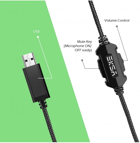 EKSA E1000 USB Gaming Headset for PC - Computer Headphones with Microphone/Mic Noise Cancelling, 7.1 Surround Sound Wired Headset&RGB Light - Gaming Headphones for PS4/PS5 Console Laptop EKSA E1000 USB Gaming Headset for PC - Computer Headphones with Microphone/Mic Noise Cancelling, 7.1 Surround Sound Wired Headset&RGB Light - Gaming Headphones for PS4/PS5 Console Laptop